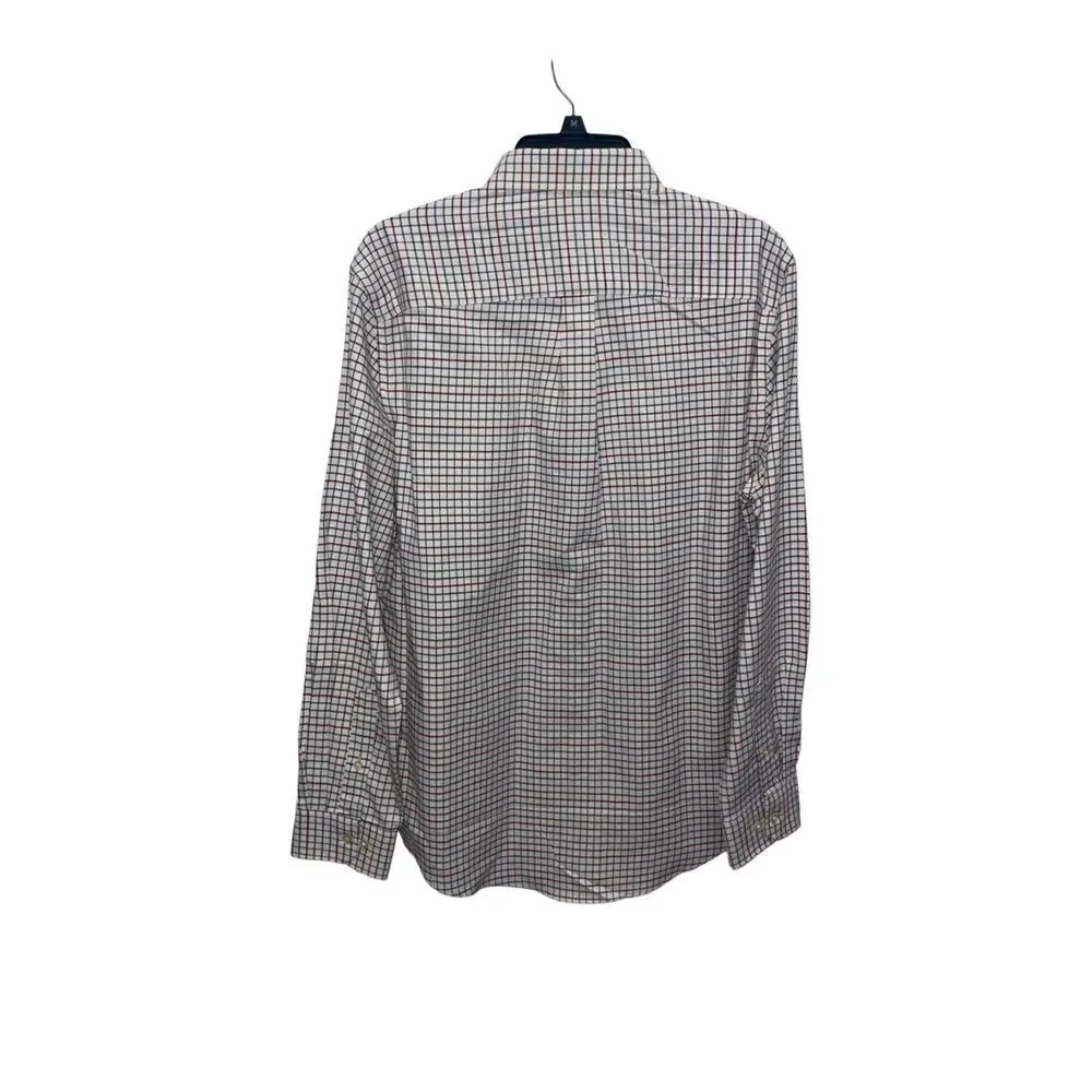 Van Heusen White Plaid “Regular Fit” Long Sleeve Button Down Shirt M15-15.5